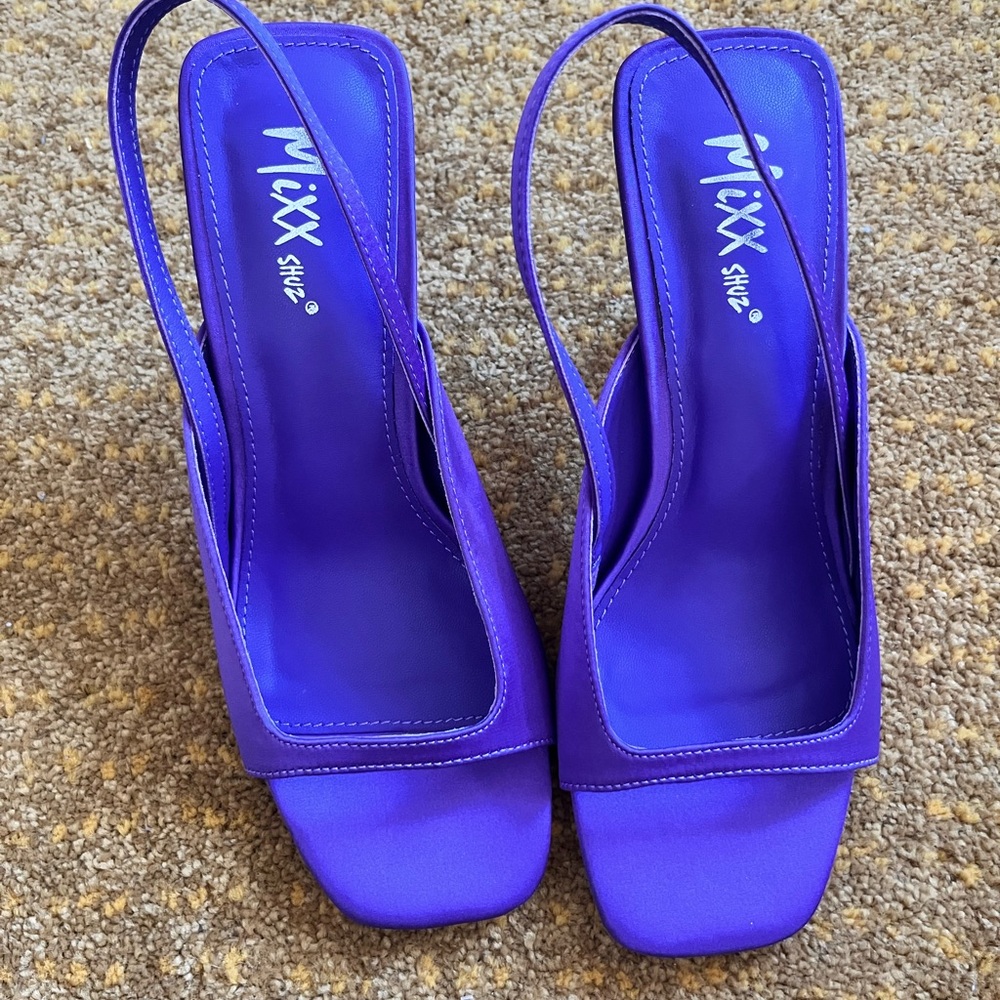 Mixx Shuz Purple Heels Slingback Elegance (Brand New)